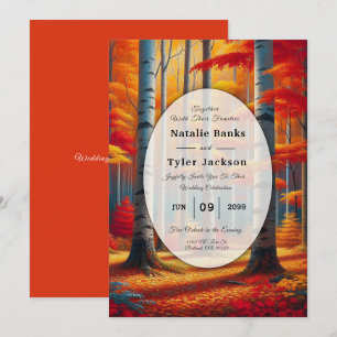 Rustic Birch Tree Fall Wedding Invitation
