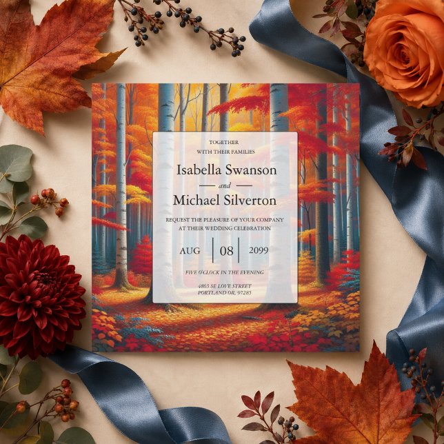Rustic Birch Tree Fall Wedding Invitation (Creator Uploaded)