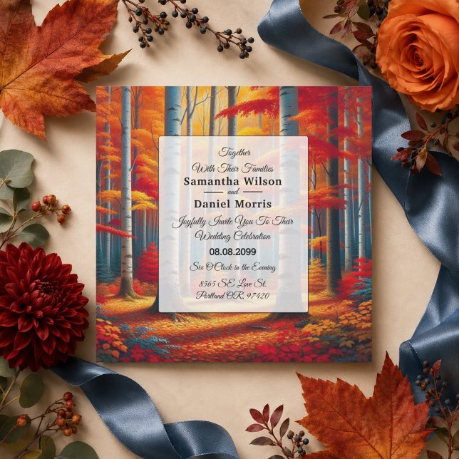 Rustic Birch Tree Fall Wedding Invitation (Creator Uploaded)