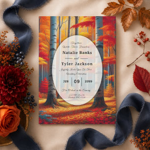 Rustic Birch Tree Fall Wedding Invitation