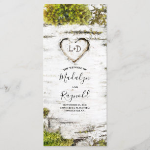 Rustic Birch Tree Heart Fall Wedding Programs Programme
