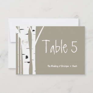 Rustic Birch Tree Heart Wedding Table Number Card