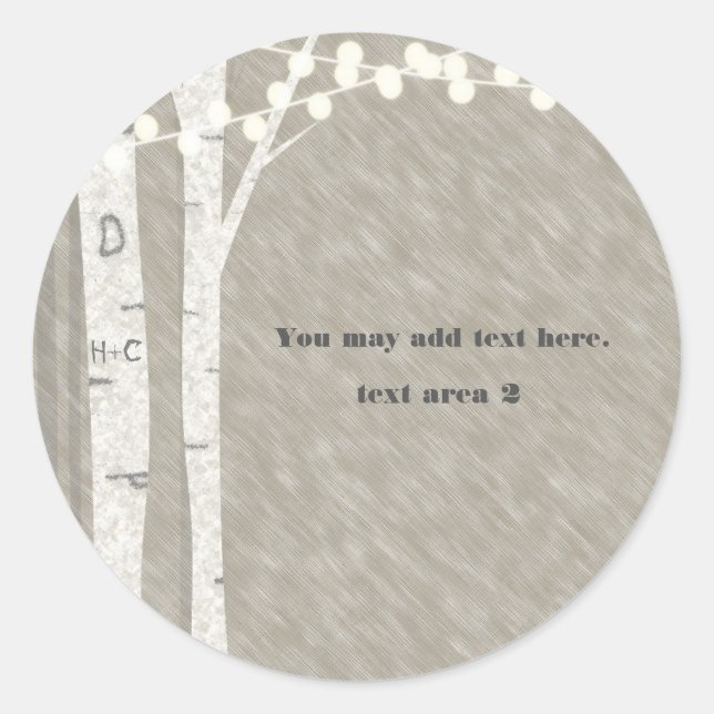 Rustic Birch Tree String Lights Favour Stickers (Front)