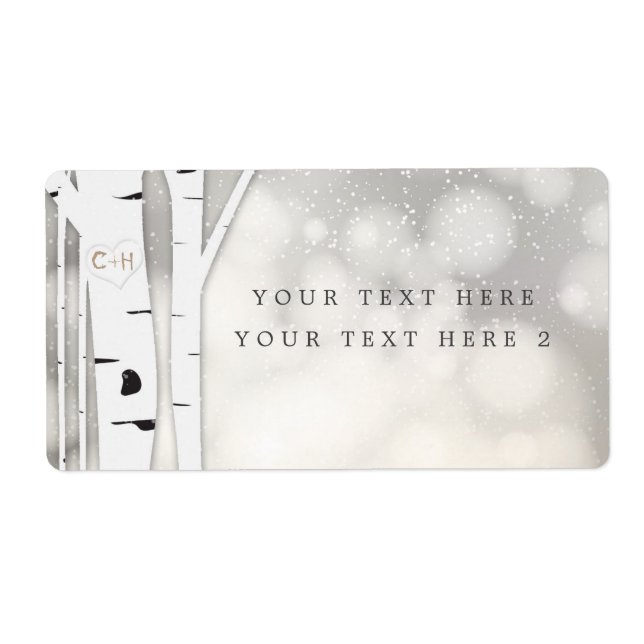 Rustic Birch Tree Winter Snow Party Package Label (Front)