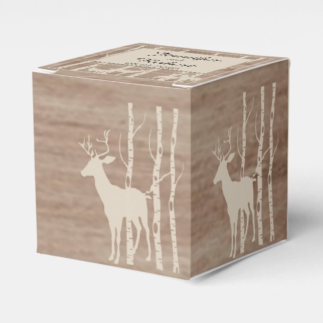 Rustic Birch Trees and Deer Wedding Favour Box (Front Side)