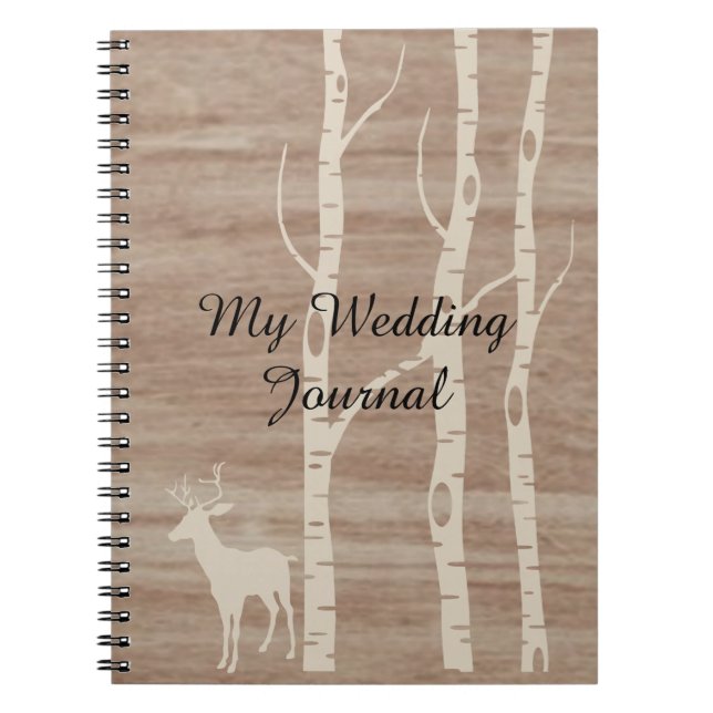 Rustic Birch Trees and Deer Wedding Journal (Front)