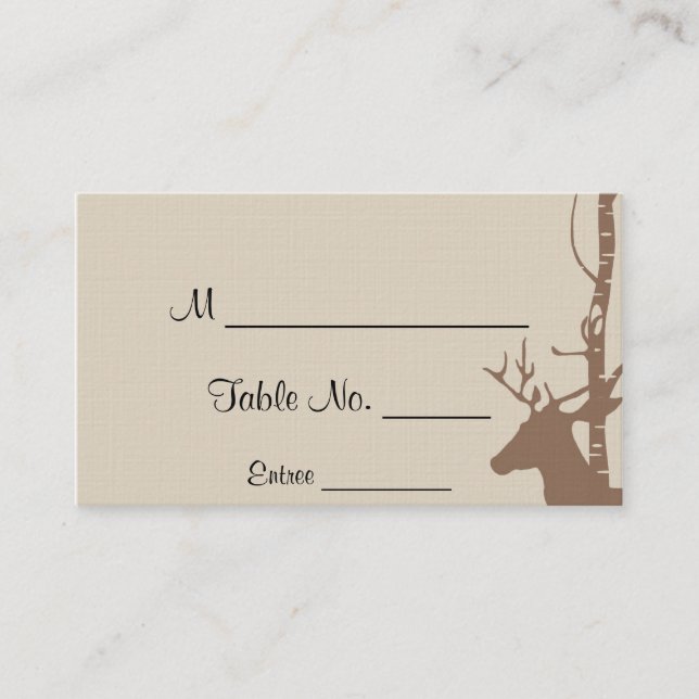 Rustic Birch Trees and Deer Wedding Place Cards (Front)