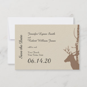 Rustic Birch Trees and Deer Wedding Save the Date