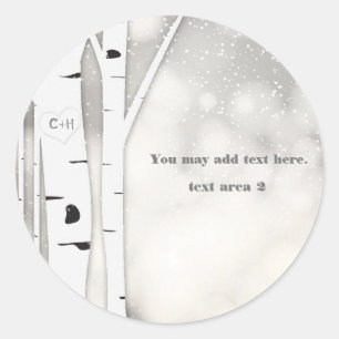 Rustic Birch Winter White Snowy Wedding Sticker