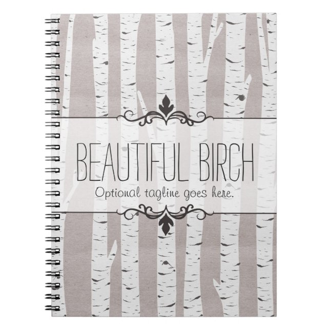 Rustic Birch Wood Trees & Branches Natural Modern Notebook (Front)