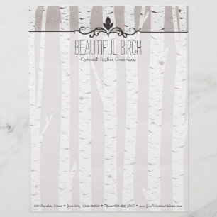 Rustic Birch Wood Trees & Branches Natural Modern Personalised Letterhead