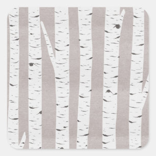 Rustic Birch Wood Trees & Branches Natural Modern Square Sticker