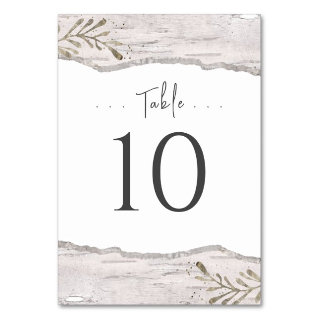 Rustic Birch Wood Wedding Table Number (Front)
