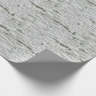 Rustic Birch Wood White Grey Texture Wrapping Paper