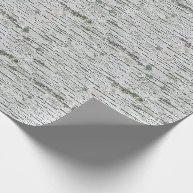 Rustic Birch Wood White Grey Texture Wrapping Paper (Corner)