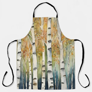 Rustic Birchwood Trees Fall Colours Nature Decor  Apron