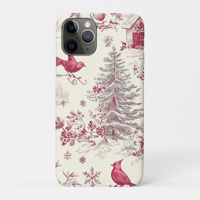 Rustic Bird and Poinsettia Christmas Pattern (17) Case-Mate iPhone Case (Back)