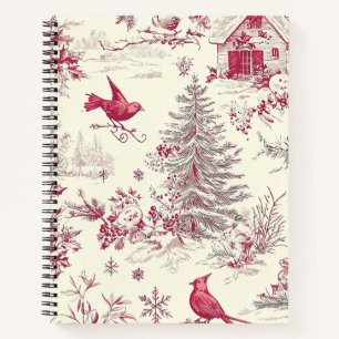 Rustic Bird and Poinsettia Christmas Pattern (17) Notebook