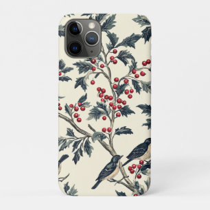 Rustic Bird and Poinsettia Christmas Pattern (18) iPhone 11 Pro Case