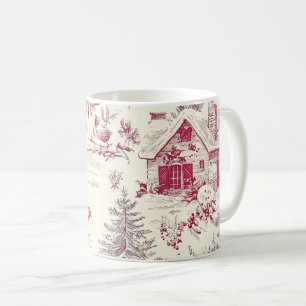 Rustic Bird and Poinsettia Christmas Pattern (18) Coffee Mug