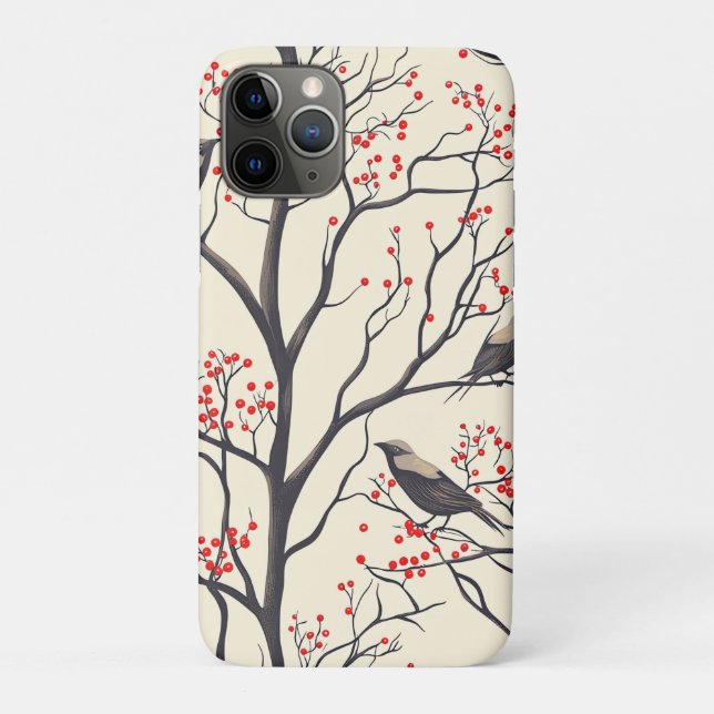 Rustic Bird and Poinsettia Christmas Pattern (5) Case-Mate iPhone Case (Back)