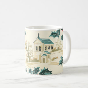 Rustic Bird and Poinsettia Christmas Pattern (7) Coffee Mug