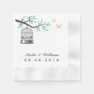 Rustic Bird Cage and Dove Wedding Paper Napkins