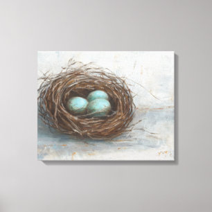 Rustic Bird Nest - Blue Canvas Print