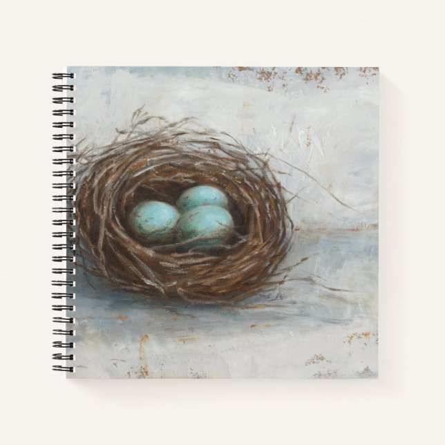 Rustic Bird Nest - Blue Notebook (Front)