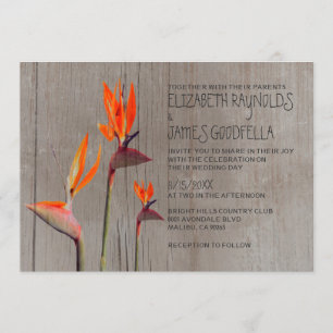 Rustic Bird of Paradise Wedding Invitations