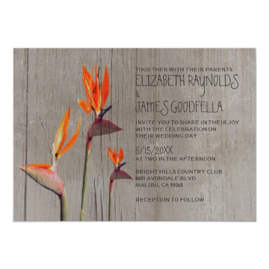 Rustic Bird Of Paradise Wedding Invitations Zazzle Co Uk