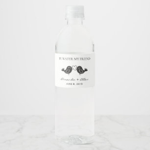 Rustic Birds Couple Wedding Monogram Design Water Bottle Label