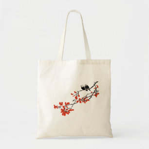 Rustic Birds on Tree Branch With Red Leaves  Tote 
