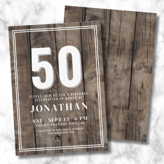 Rustic Birthday Party Invitation (Mens Birthday Invitation)