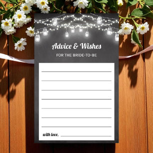 Rustic Black Advice Wishes String Lights Card