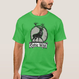 Rustic Black and Grey Distressed Wild Irish Stag T-Shirt