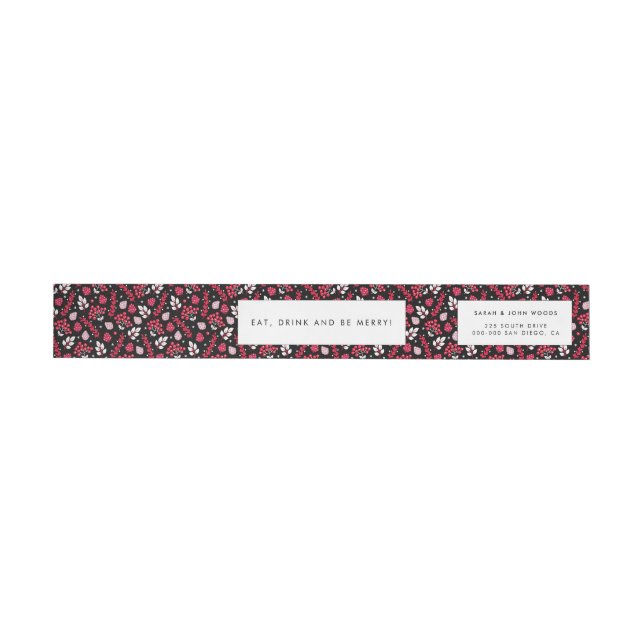 Rustic black and red Christmas pattern Wrap Around Label (Individual)