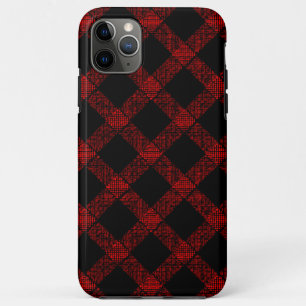 Rustic black and vivid red plaid with thick lines  iPhone 11 pro max case