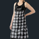 Rustic black and white buffalo plaid personal apron<br><div class="desc">Rustic black and white buffalo plaid personal Apron.
Add your own name to personalise.</div>