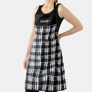Rustic black and white buffalo plaid personal apron