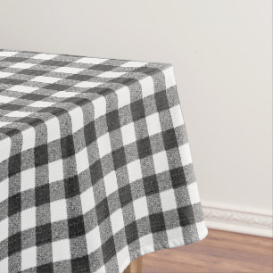 Rustic Black and White Gingham Chequered Tablecloth