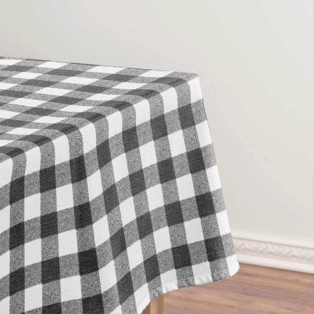 Rustic Black and White Gingham | Chequered  Tablecloth (In Situ)