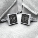 Rustic Black and White Monogram Silver Cufflinks<br><div class="desc">Add your Bridesman's initials to these lovely faux chalkboard effect silver cufflinks. Makes the perfect thank you gift for him. Can be used for your Groomsman or Man of Honour - any member of the bridal party.</div>