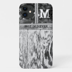 Rustic Black and White Photo Best Dad Ever Initial iPhone 11 Case