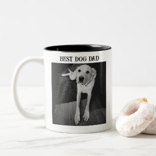 Rustic Black and White Photo of Dog Best Dad Two-Tone Coffee Mug
