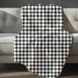 Rustic Black And White Plaid Pattern Fleece Blanket