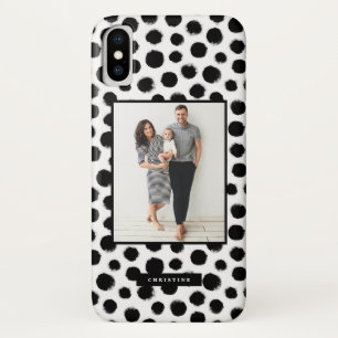 Rustic Black and White Polka Dots Pattern Photo iPhone X Case