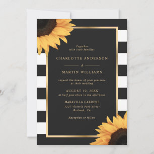 Rustic Black and White Sunflower Wedding Invitation