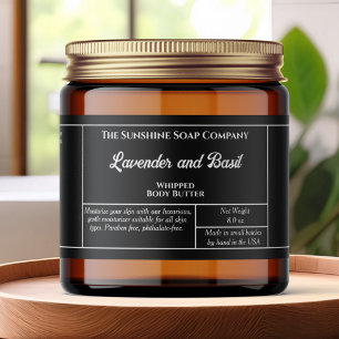 Rustic black body butter or cosmetics jar label