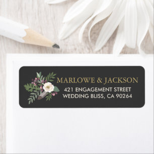 Rustic Black Boho Floral Feather Wedding